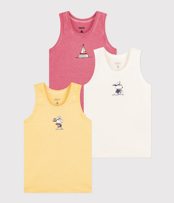 Confezione da 3 canottiere bambino in cotone Petit Bateau X Snoopy variante 1
