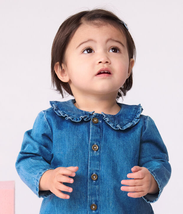 Blusa in denim leggero neonato blu