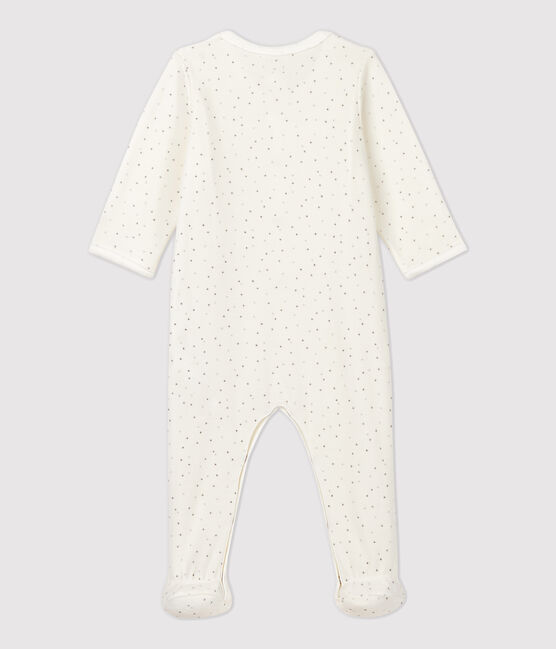 Tutina bebè in velluto di cotone biologico bianco MARSHMALLOW/bianco MULTICO