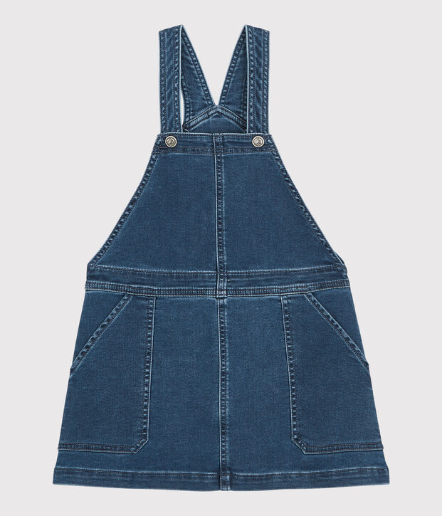 Abito salopette bambina in denim biologico blu