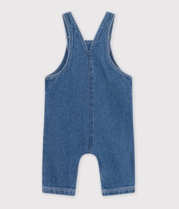 Salopette lunga in denim neonato blu