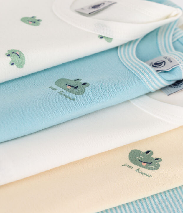 Set da 5 body senza maniche in cotone con stampa neonato multicolore