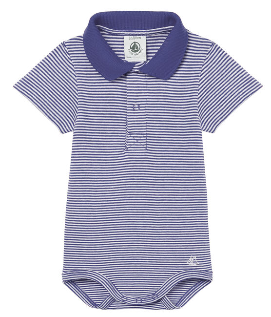 Body mc colletto polo neonato maschietto millerighe blu RIYADH/bianco MARSHMALLOW