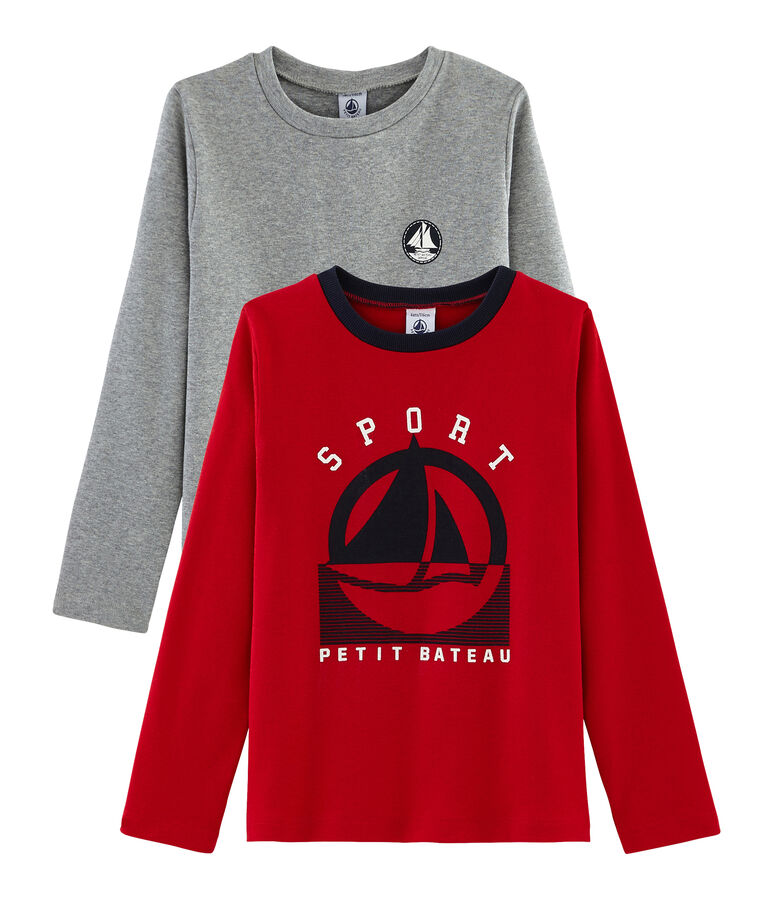 Confezione di 2 t-shirt bambino: serigrafata + a tinta unita. multicolore