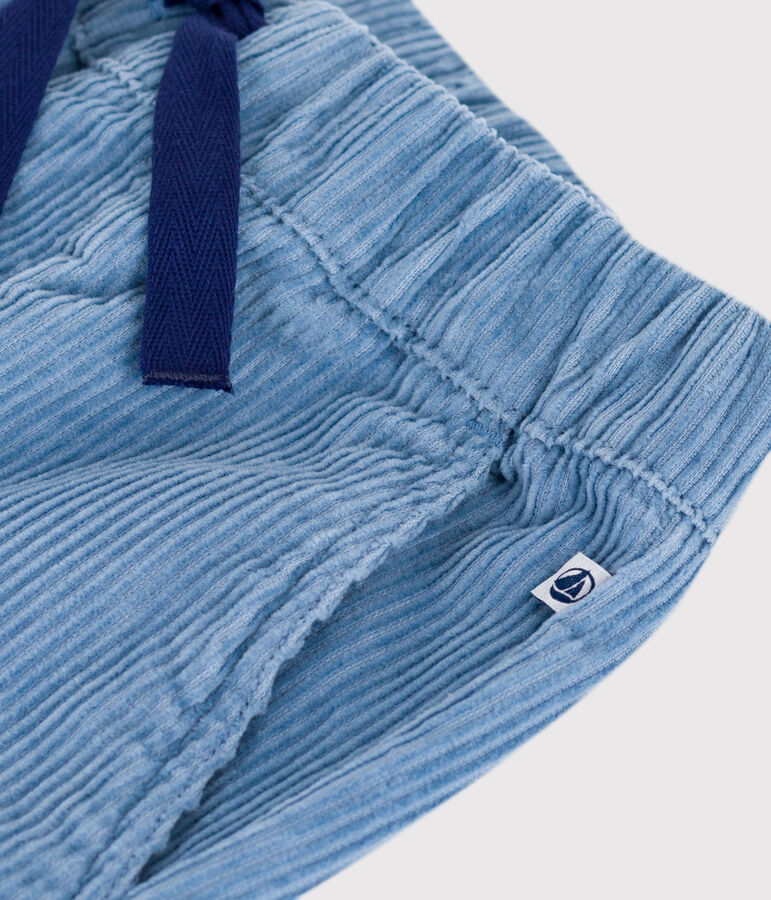 Pantaloni in velluto tinta unita bambina blu