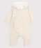 Tutina lunga bebè grigia in chiné con cappuccio in cotone beige MONTELIMAR CHINE