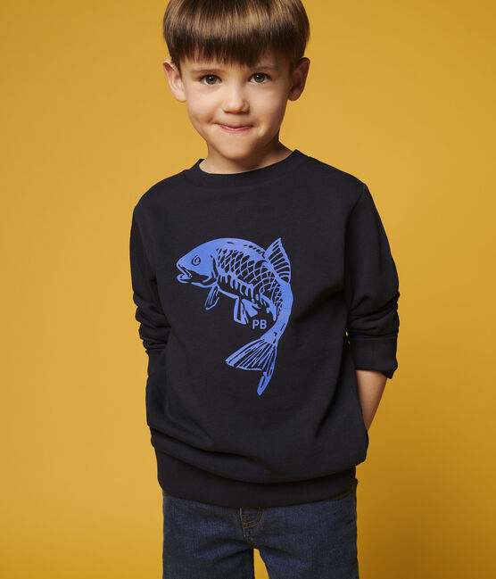 Felpa in molleton bambino blu SMOKING