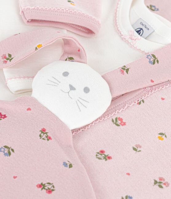 Set regalo in ciniglia con stampa a fiori neonato variante 1