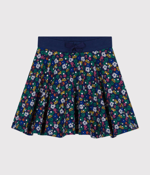 Gonna in cotone bambina blu/multicolore