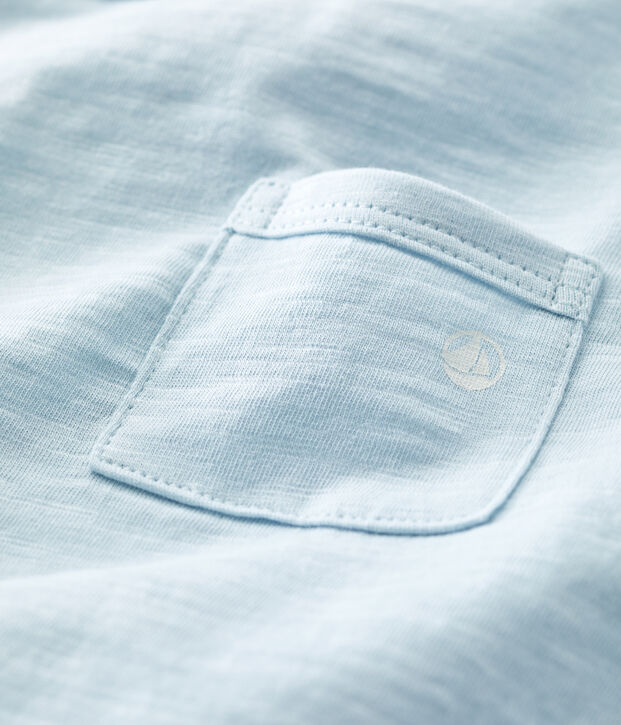 T-shirt beb&egrave; tinta unita a maniche corte in jersey blu
