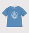 T-shirt a maniche corte in cotone con stampa bambino blu ALASKA