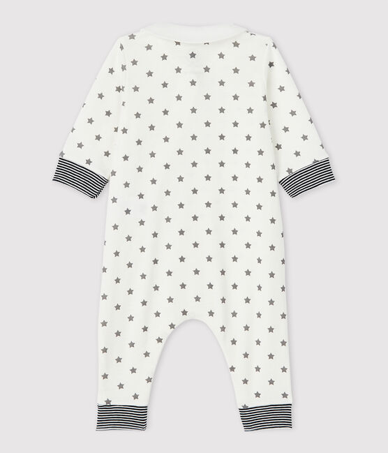 Tutina pigiama senza piedi a stelle bebé in cotone biologico con zip bianco MARSHMALLOW/grigio GRIS