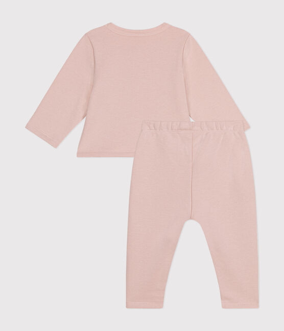 Completo cardigan e pantaloni in tessuto felpato bebè rosa SALINE