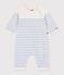Tutina in maglia di misto lana e cotone a righe neonato blu/blu