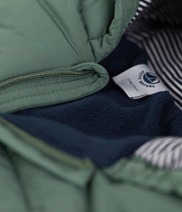 Tutina imbottita beb&egrave; in materiale riciclato verde