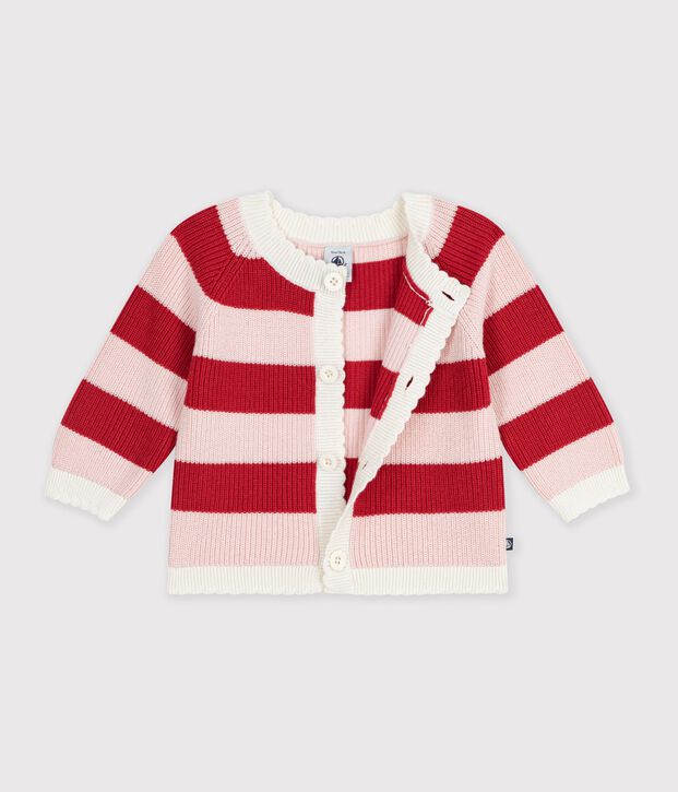 Cardigan in cotone a righe neonato rosa/rosa