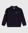 Felpa stile polo in cotone tinta unita bambino blu SMOKING