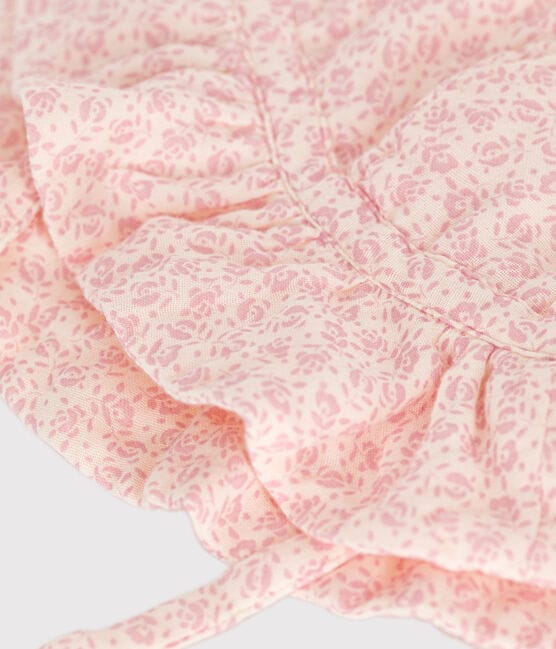 Cappellino a fiori rosa in garza di cotone bebè femmina variante 1
