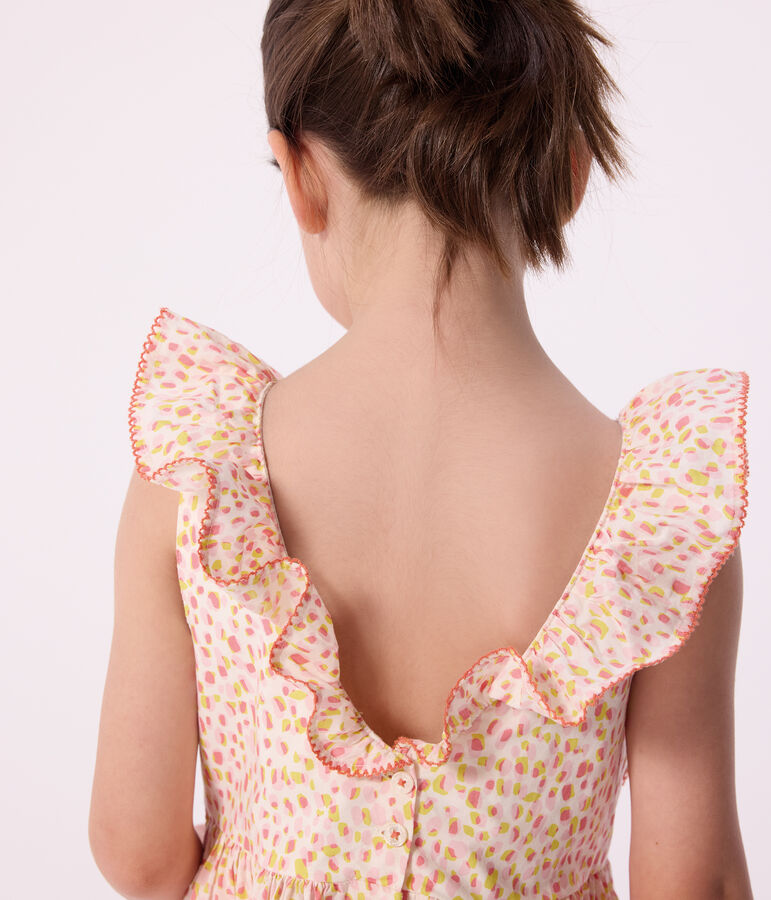 Abito senza maniche a schiena scoperta in cotone stampato bambina bianco/multicolore