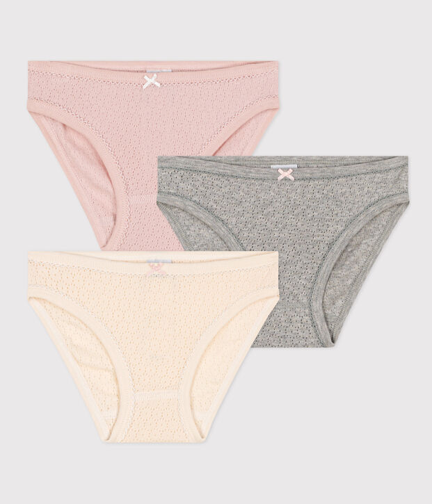 Confezione da 3 slip in cotone traforato bambina multicolore