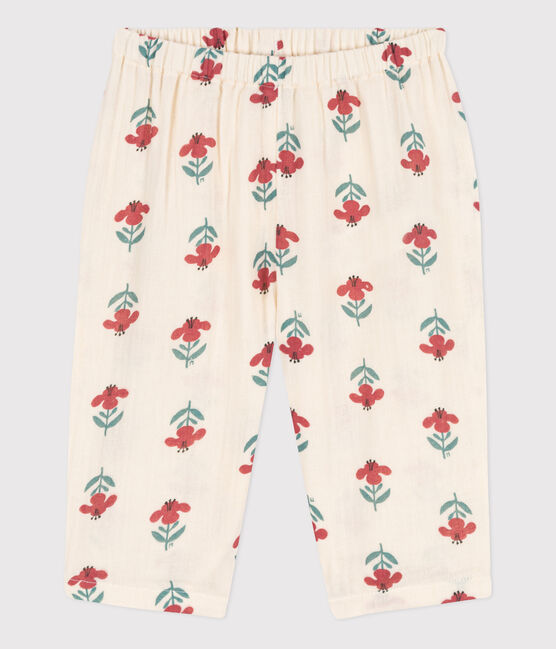 Pantaloni bebè in garza di cotone fantasia bianco AVALANCHE/ MULTICO
