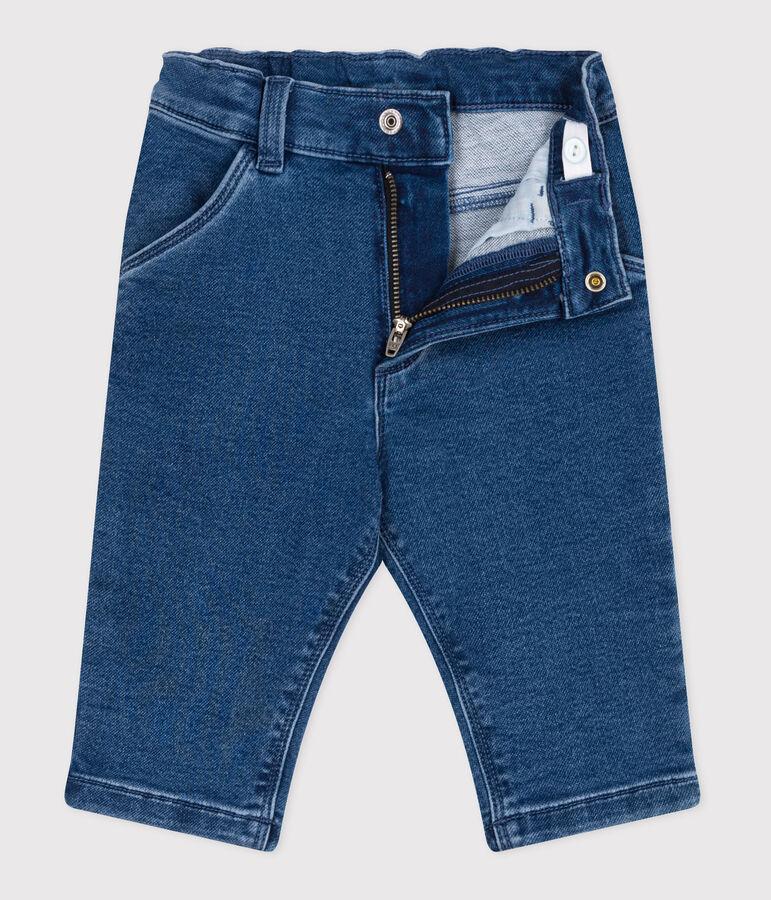 Pantaloni in denim ed elastan neonato blu
