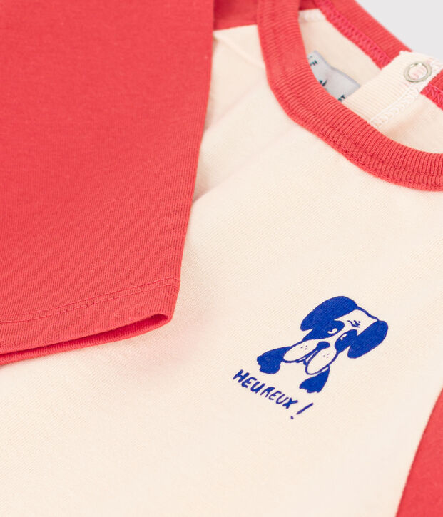 T-shirt a maniche lunghe in jersey per beb&egrave; ecru/arancione