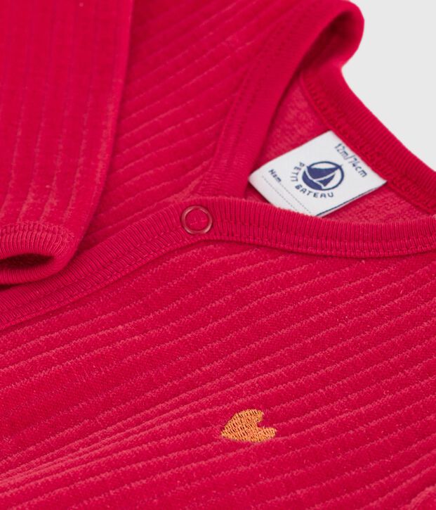 Pigiama in ciniglia tinta unita neonato rosso