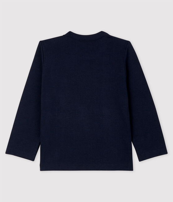 T-shirt a manica lunga in cotone bebè maschio blu SMOKING