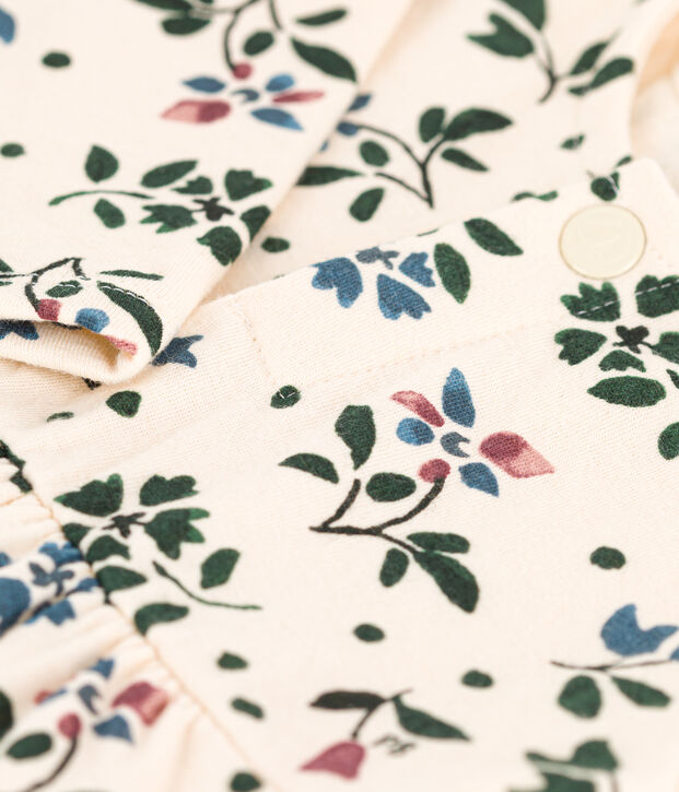Abito a maniche lunghe beb&egrave; con stampa a fiori in tubique. ecru/multicolore
