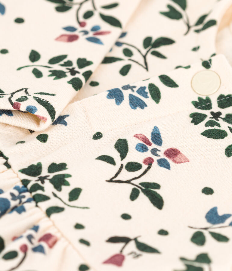 Abito a maniche lunghe beb&egrave; con stampa a fiori in tubique. ecru/multicolore