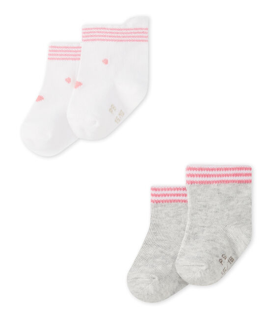Lotto di 2 paia di calze bebé unisex bianco LOT