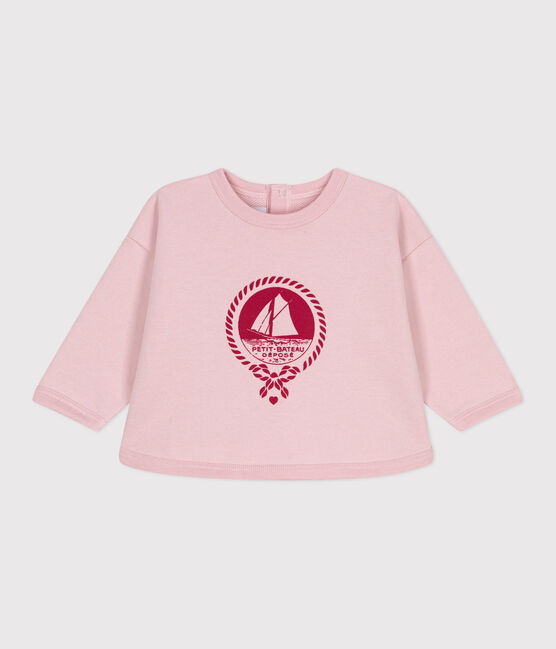Felpa in cotone con motivo vintage Petit Bateau neonata rosa JOLI