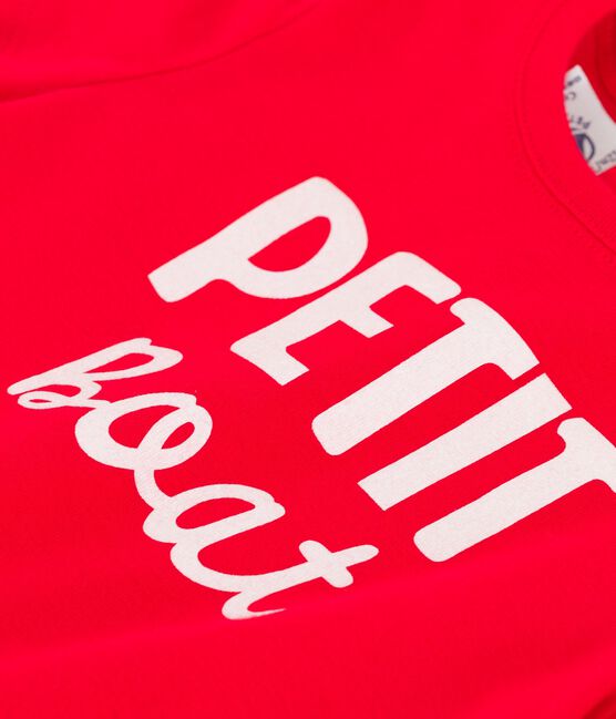 T-shirt bebè a maniche corte in cotone biologico con motivo rosso PEPS
