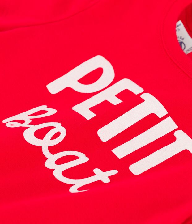 T-shirt beb&egrave; a maniche corte in cotone biologico con motivo rosso