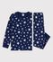 Pigiama a stelle bambina/bambino in cotone blu MEDIEVAL/bianco MARSHMALLOW
