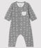Tutina lunga da neonato jacquard con stampa riccio in tubique grigio SUBWAY/bianco MARSHMALLOW
