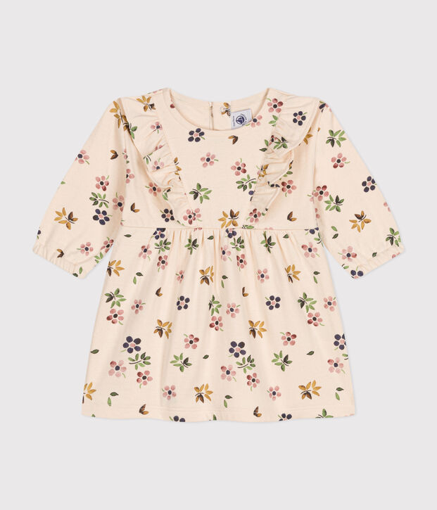 Abito a maniche lunghe in tubique neonato ecru/multicolore