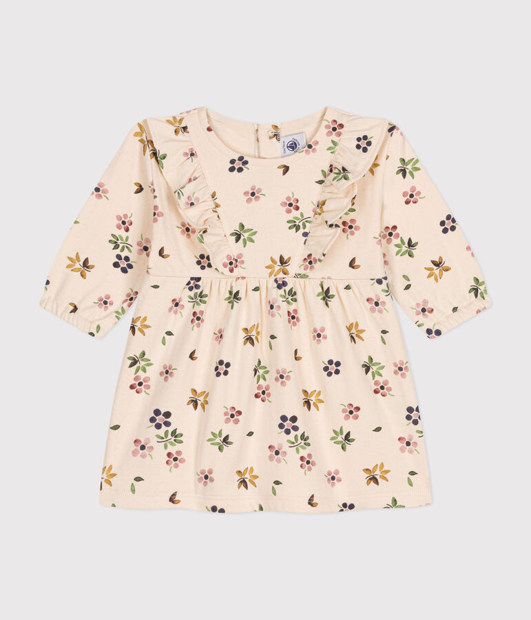 Abito a maniche lunghe in tubique neonato ecru/multicolore