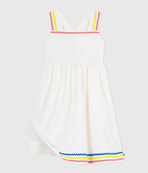 Abito lungo con spalline in cotone bambina bianco