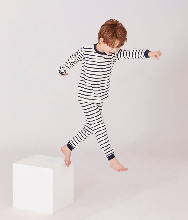Pigiama per bambino a righe bianco/blu