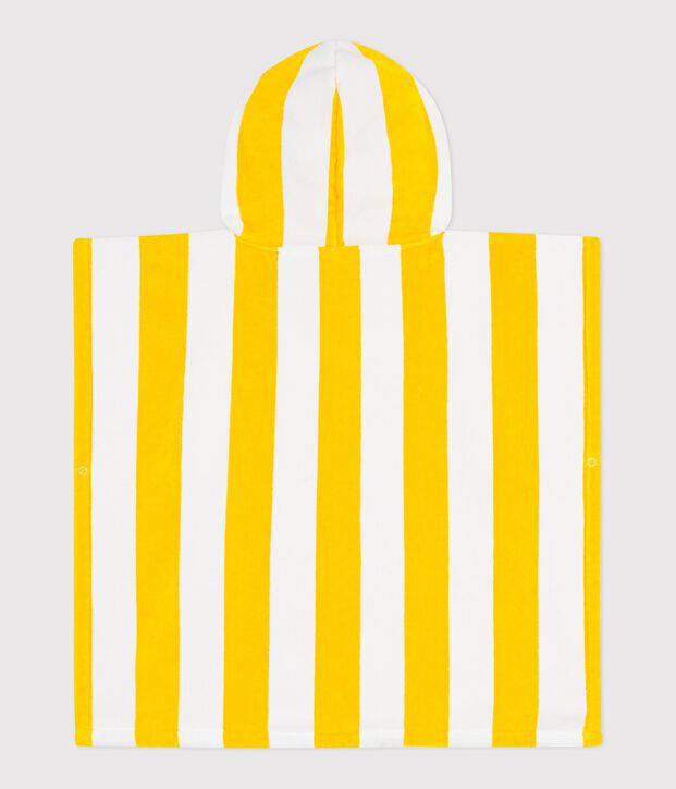 Poncho da bagno in spugna di cotone a righe bambino giallo/bianco