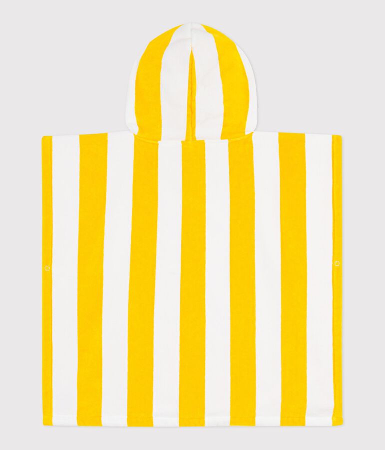 Poncho da bagno in spugna di cotone a righe bambino giallo/bianco