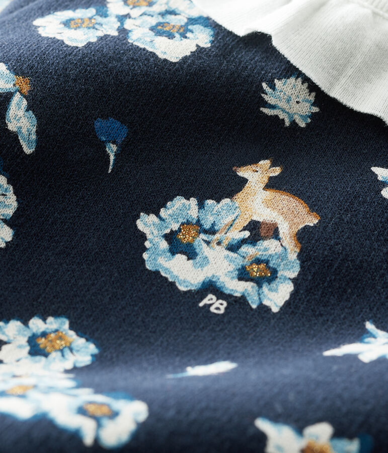 Abito a maniche lunghe da beb&egrave; femmina fantasia blu SMOKING/bianco MULTICO