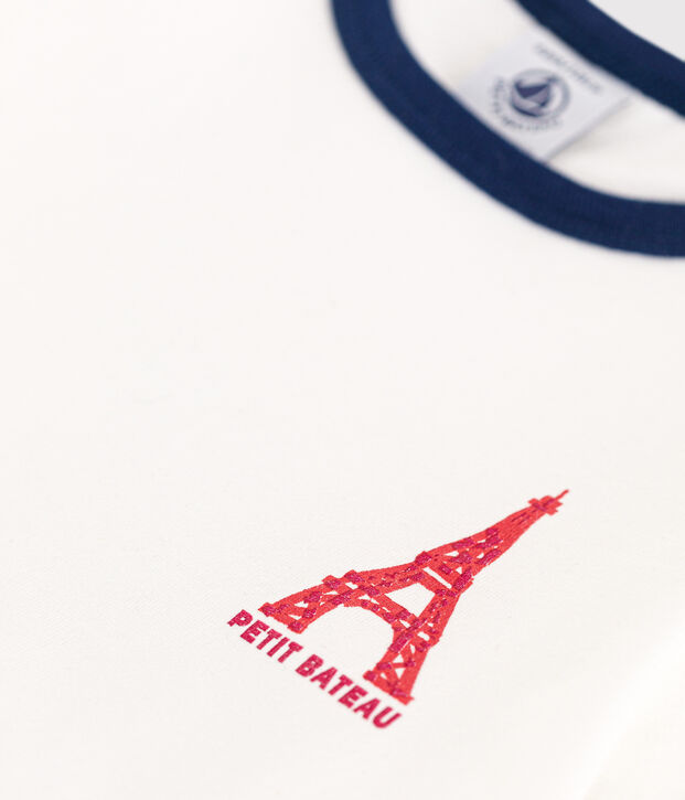 Abito a maniche corte in cotone bambina bianco/blu