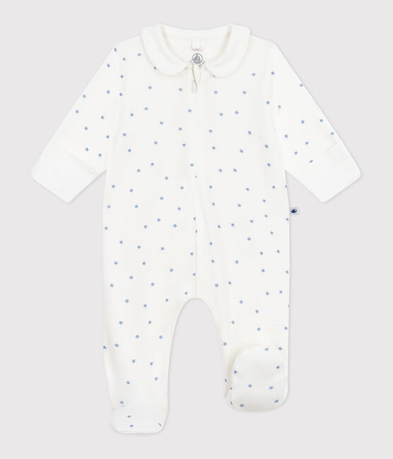 Pigiama in cotone con stelle stampate e colletto neonato bianco MARSHMALLOW/blu ALASKA