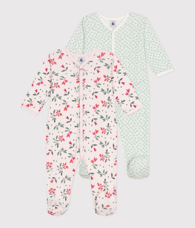 Set di 2 pigiami in cotone a fiori neonato multicolore