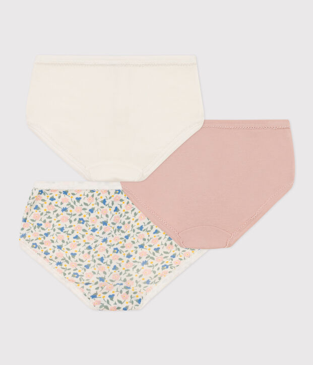 Confezione da 3 slip bambina in cotone a fiori multicolore