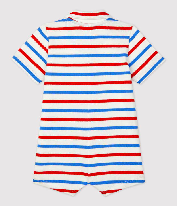 Tutina corta in jersey spesso beb&egrave; bianco/multicolore