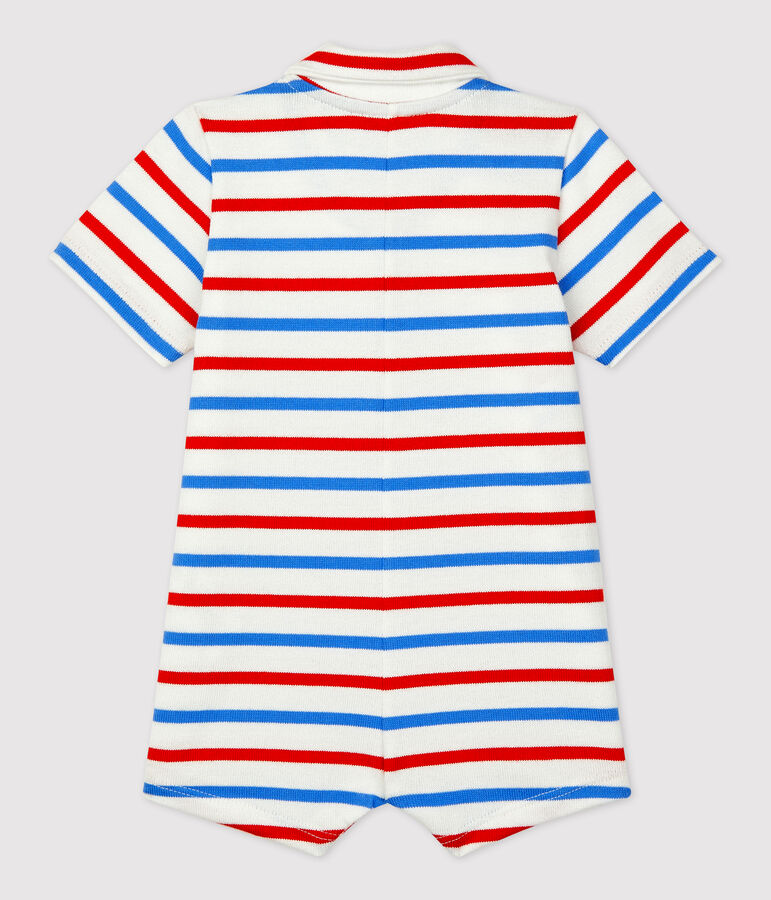 Tutina corta in jersey spesso beb&egrave; bianco MARSHMALLOW/bianco MULTICO